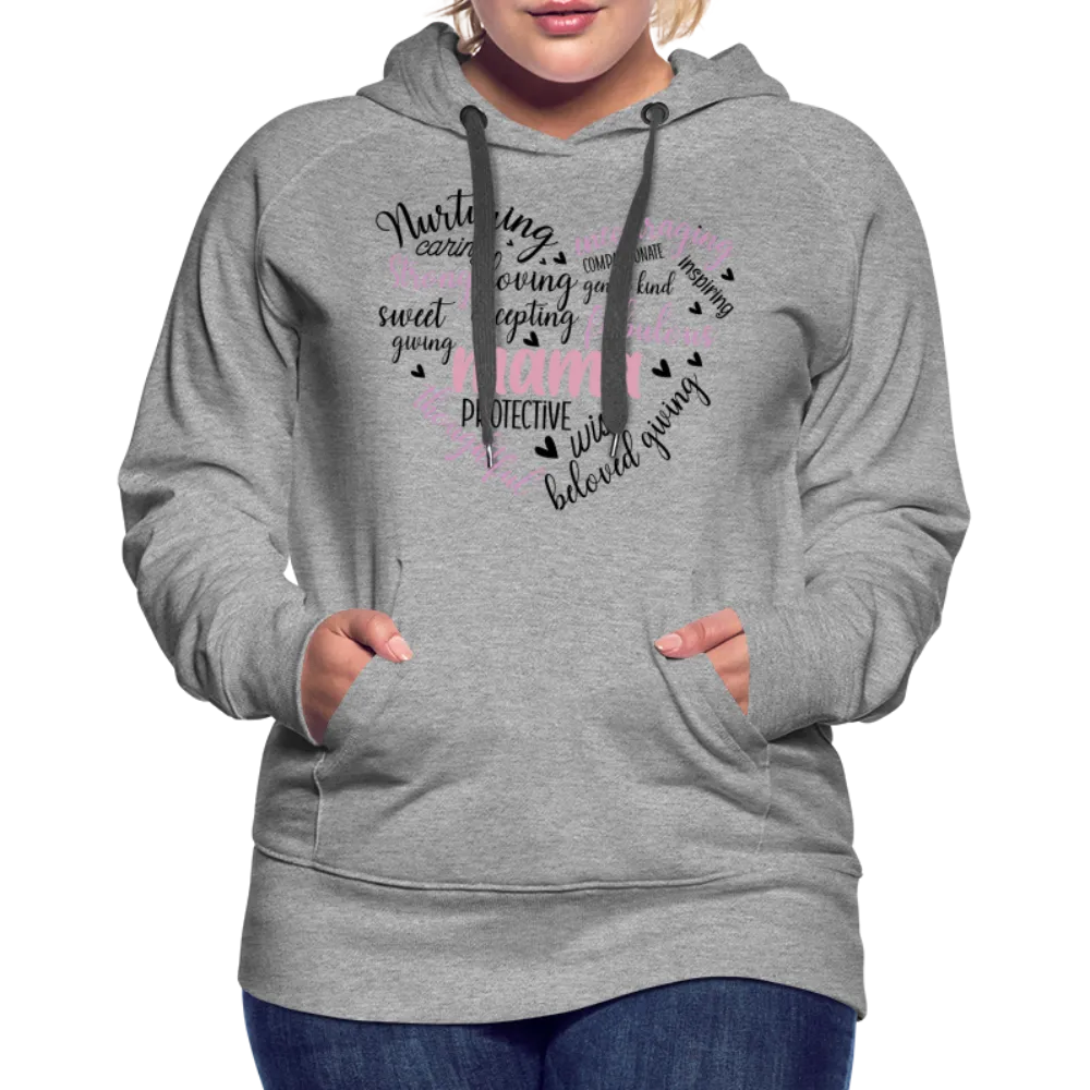 Mama Word Art Heart Women’s Premium Hoodie