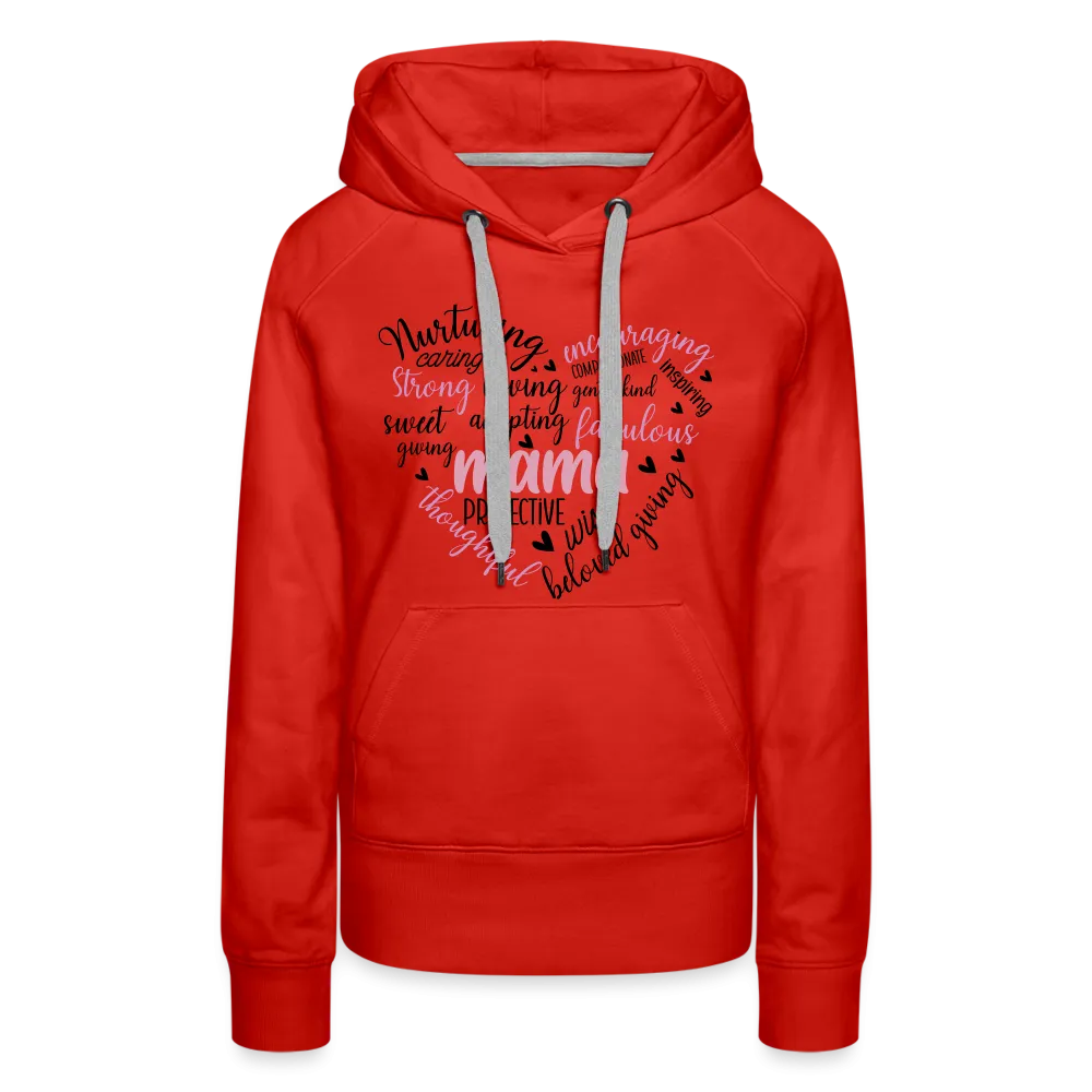 Mama Word Art Heart Women’s Premium Hoodie