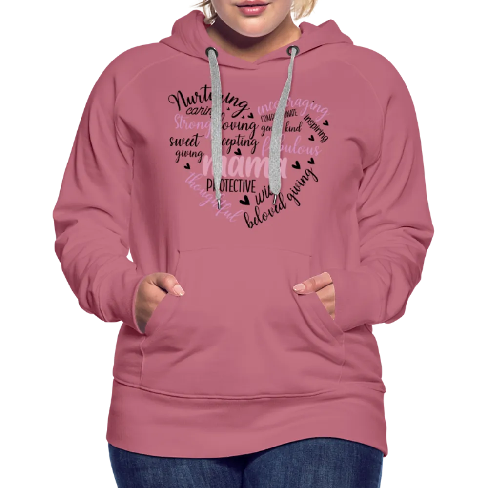 Mama Word Art Heart Women’s Premium Hoodie