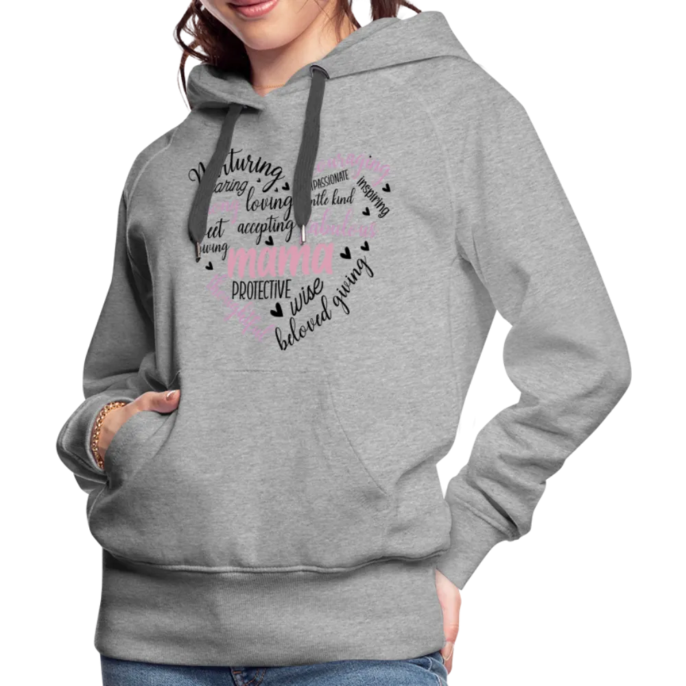 Mama Word Art Heart Women’s Premium Hoodie