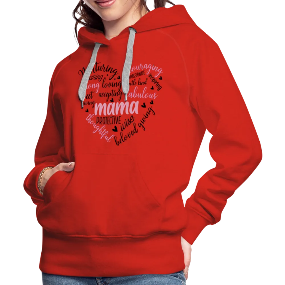 Mama Word Art Heart Women’s Premium Hoodie