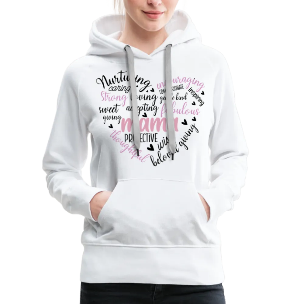 Mama Word Art Heart Women’s Premium Hoodie