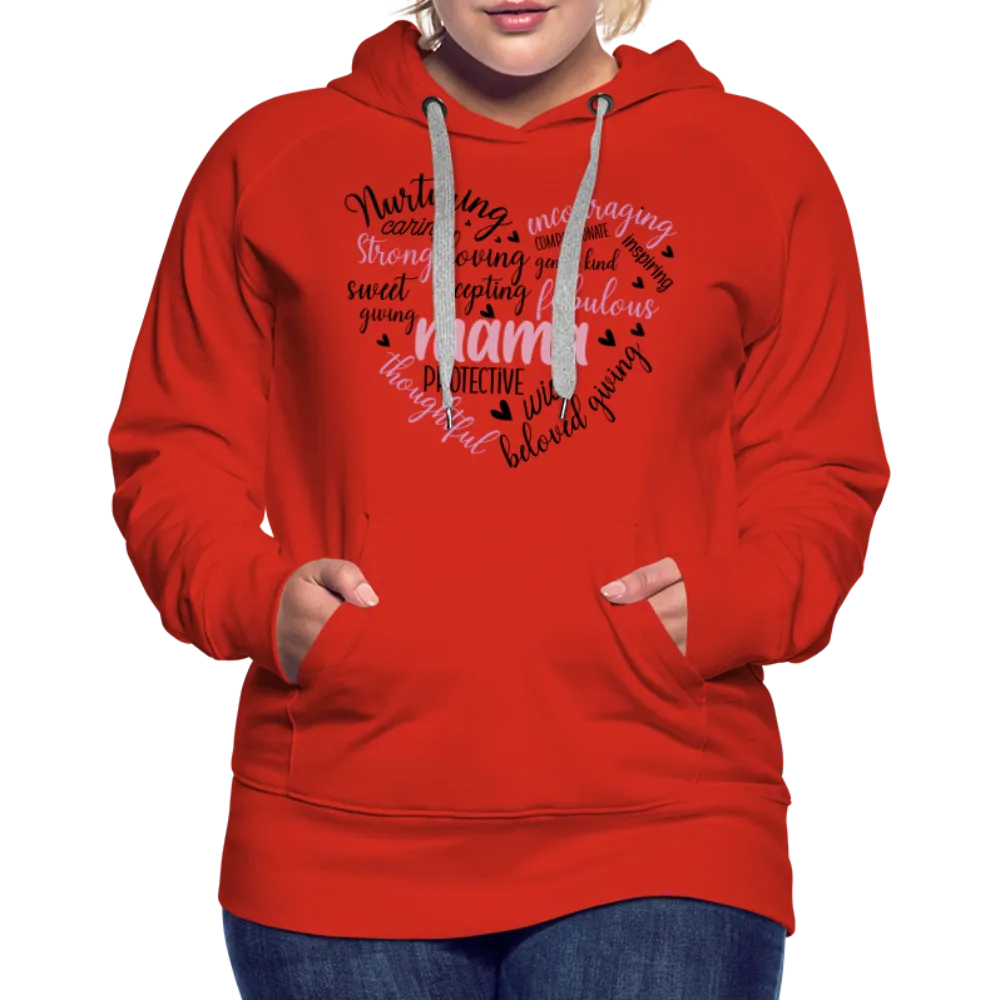 Mama Word Art Heart Women’s Premium Hoodie