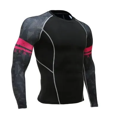 Men's Motorcycle Jersey Sets Quick Dry Compression Sport Bodybuilding T-Shirt Underwear Suit for Fitness