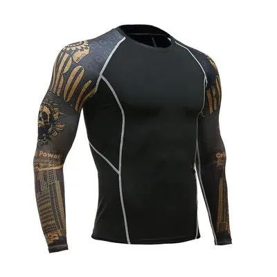 Men's Motorcycle Jersey Sets Quick Dry Compression Sport Bodybuilding T-Shirt Underwear Suit for Fitness