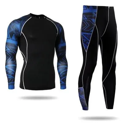 Men's Motorcycle Jersey Sets Quick Dry Compression Sport Bodybuilding T-Shirt Underwear Suit for Fitness