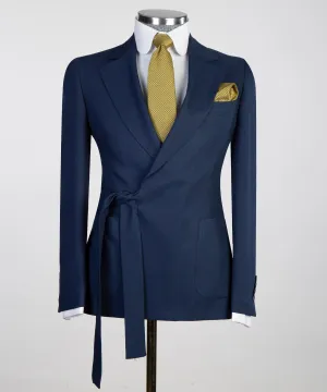 Navy Blue Belted Suit