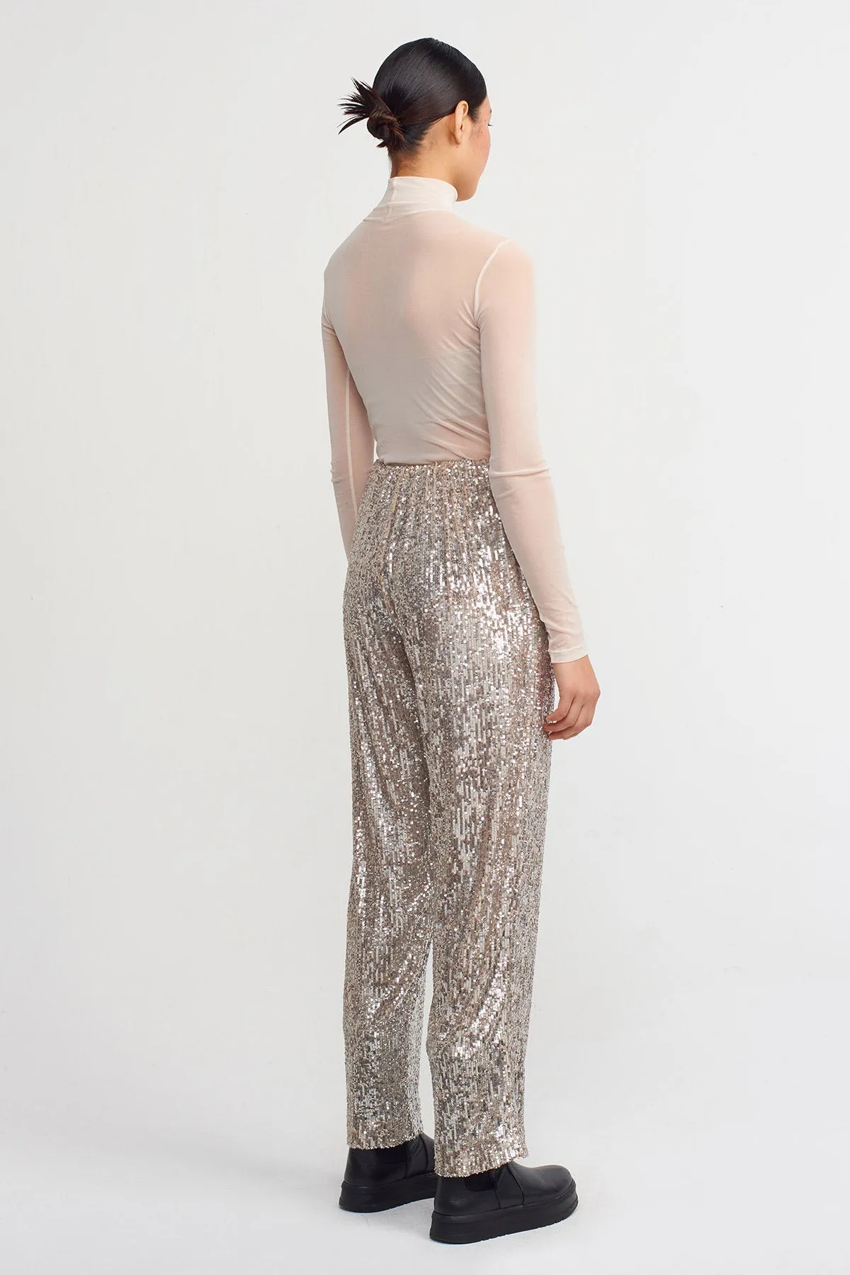 Nu Allover Sequins Trousers Platinum