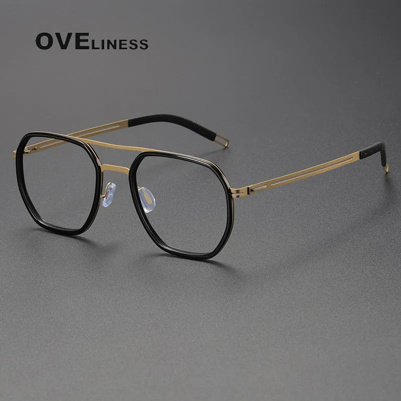 Oveliness Full Rim Square Double Bridge Titanium Eyeglasses 8202310