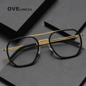 Oveliness Full Rim Square Double Bridge Titanium Eyeglasses 8202310