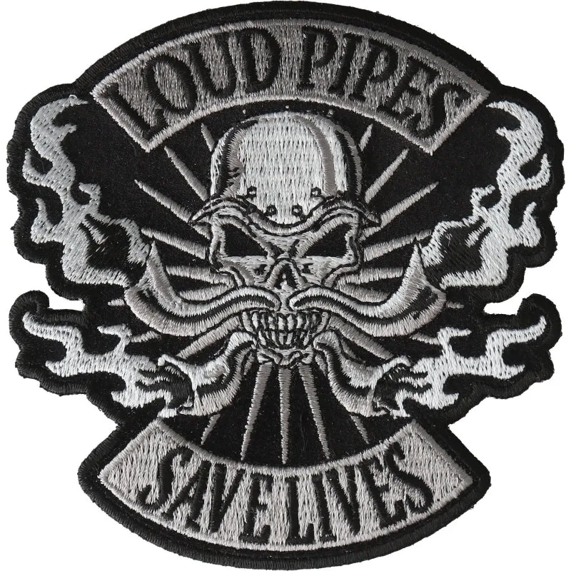 P6722 Loud Pipes Save Lives Skull Patch