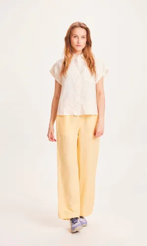 POSEY Linen Mix Elastic Waist Pants - Impala