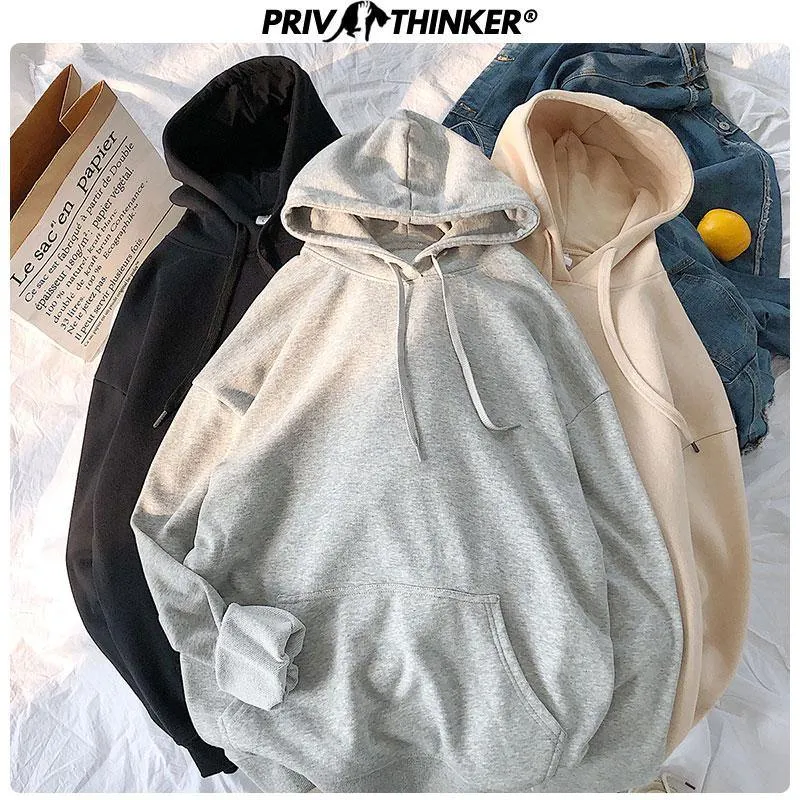 Privathinker Woman's Solid 12 Colors Korean Hooded Sweatshirts Female 2020 Cotton Thicken Warm Hoodies Lady Autumn Fashion Tops