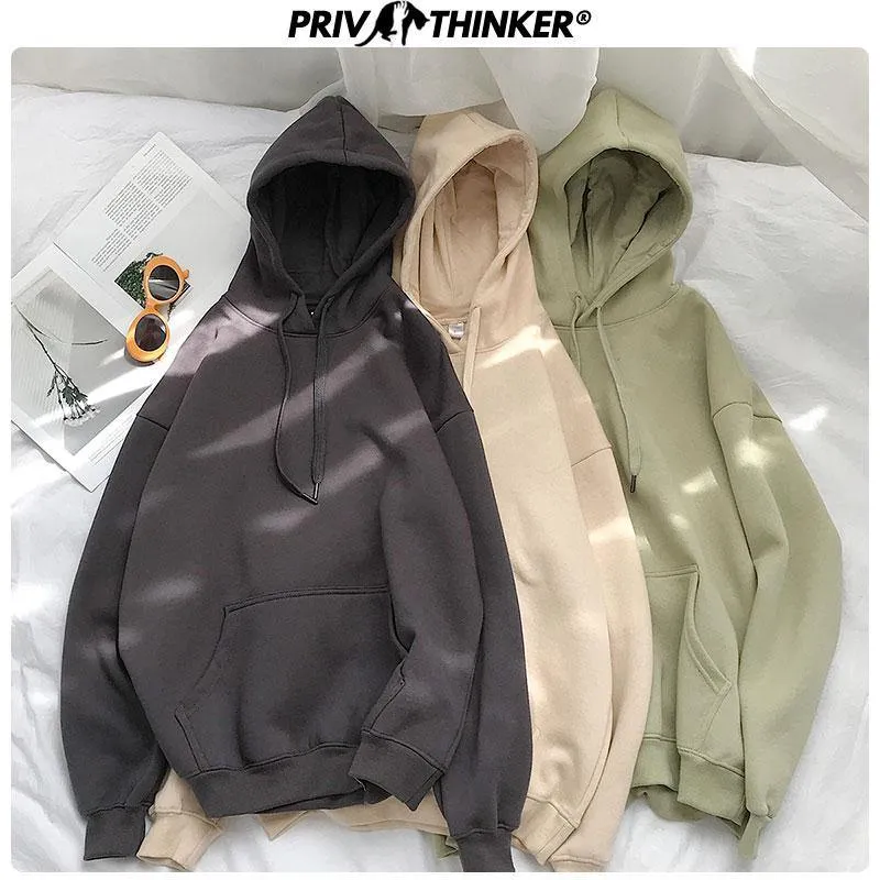 Privathinker Woman's Solid 12 Colors Korean Hooded Sweatshirts Female 2020 Cotton Thicken Warm Hoodies Lady Autumn Fashion Tops