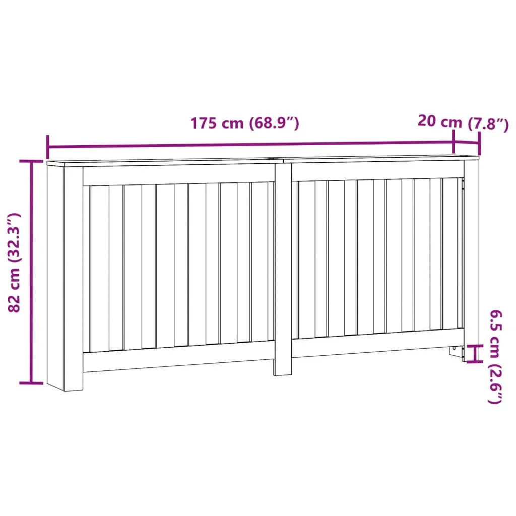 Radiator Cover Black 175x20x82 cm Engineered Wood