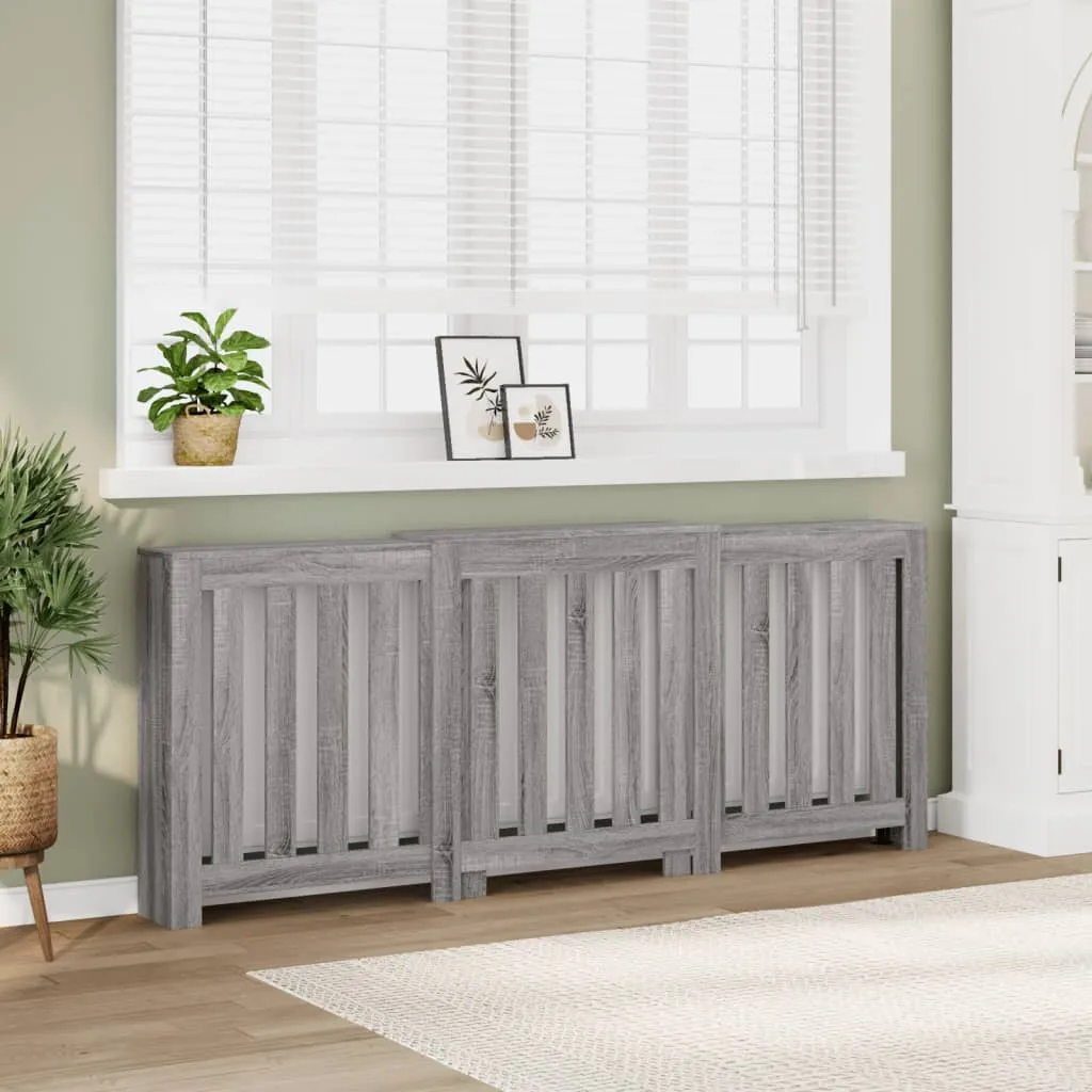 Radiator Cover Grey Sonoma 205x21.5x83.5 cm Engineered Wood