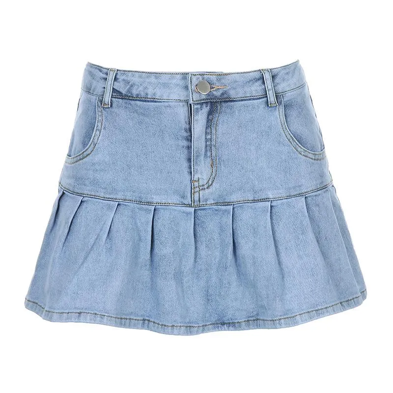 Sexy Ruffle Collar Stretchable Denim Women Summer Korean Trendy Slim Look Skirt Shorts