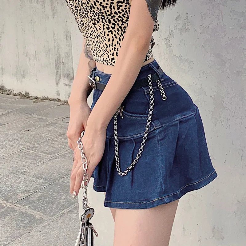 Sexy Ruffle Collar Stretchable Denim Women Summer Korean Trendy Slim Look Skirt Shorts