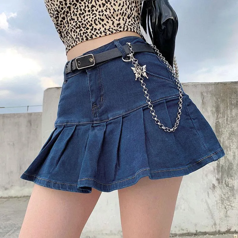 Sexy Ruffle Collar Stretchable Denim Women Summer Korean Trendy Slim Look Skirt Shorts