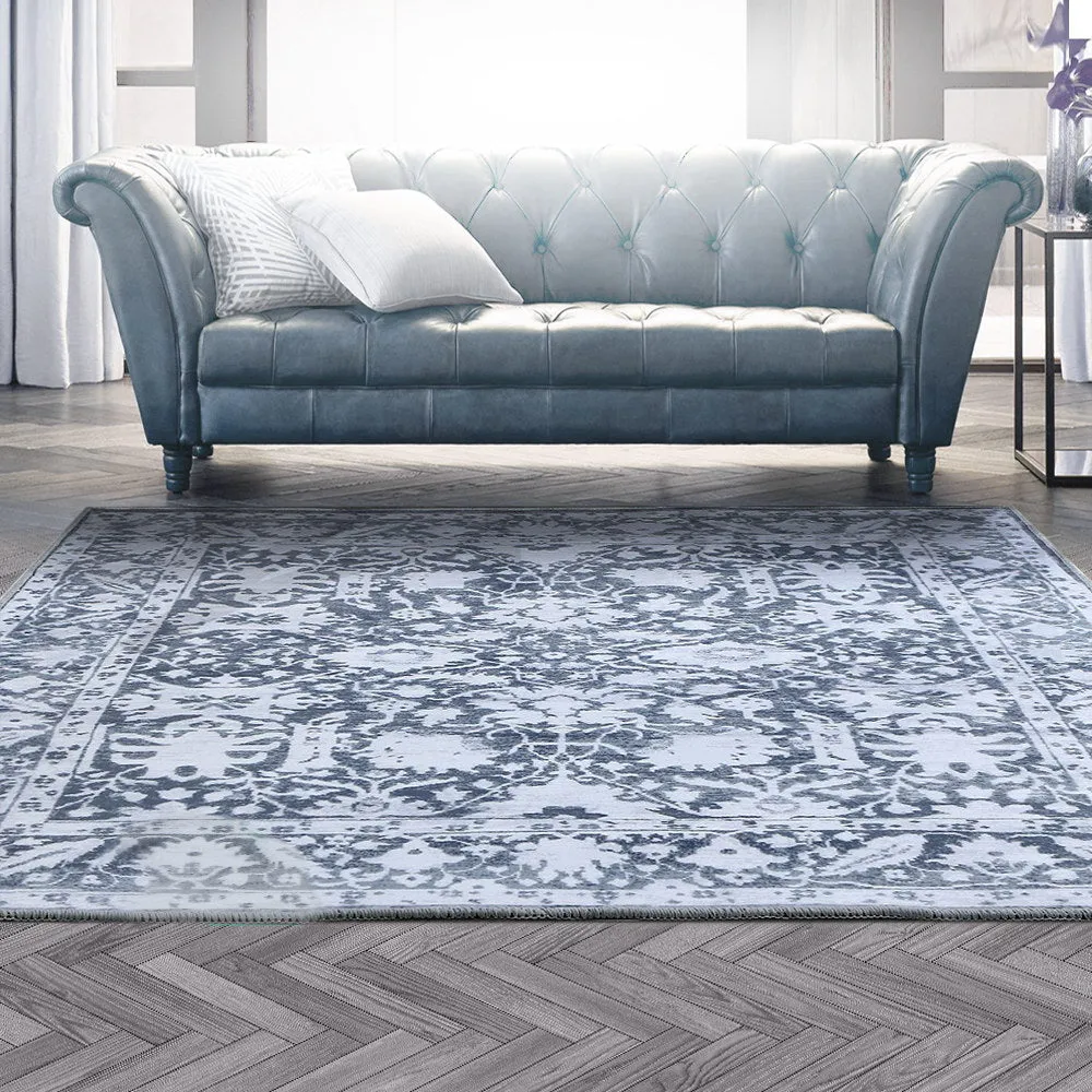 Soft Blue Short Pile Floor Rug 200x290cm Rectangular Flooring Mat Carpet