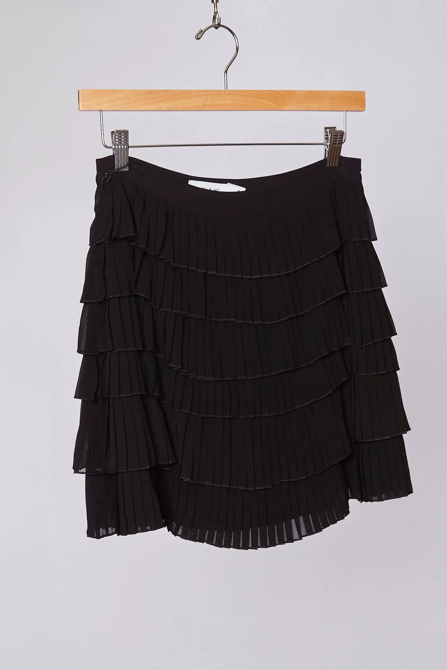 TEDDY PLEATED CHIFFON TIERED MINI SKIRT