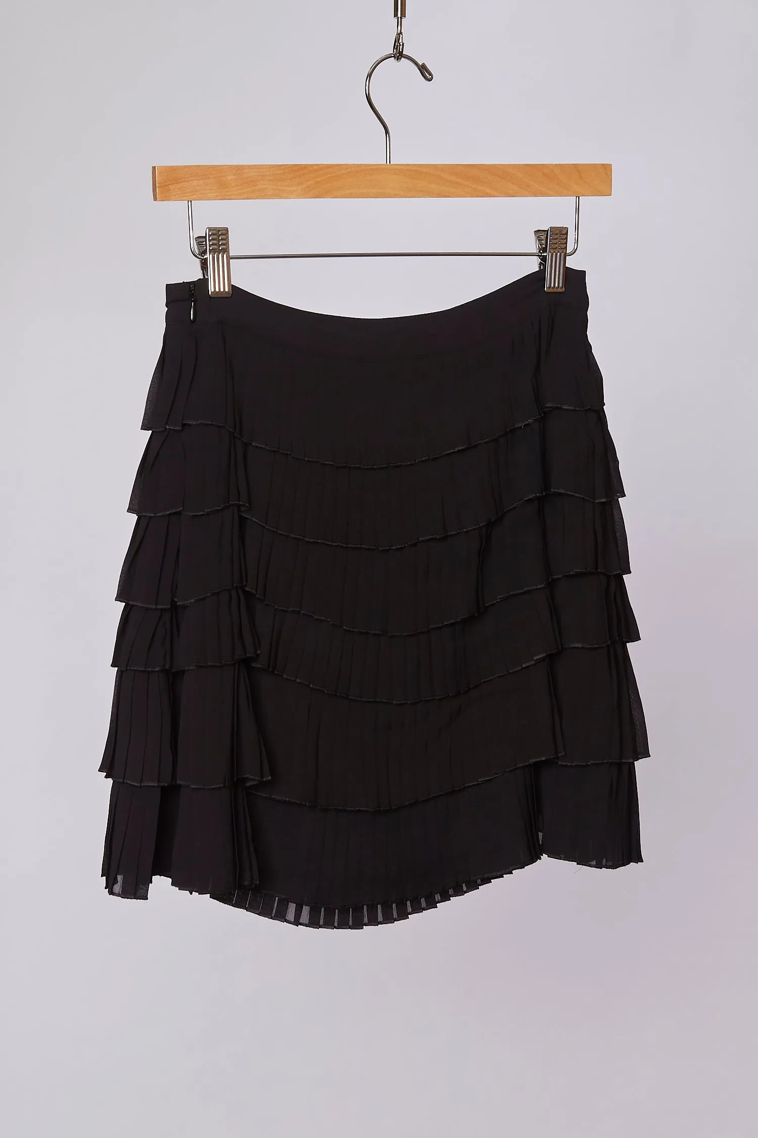 TEDDY PLEATED CHIFFON TIERED MINI SKIRT