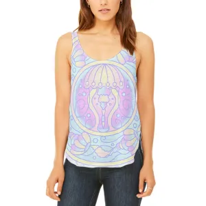 Trippy Jellyfish Mandala Vintage Juniors Flowy Side Slit Tank Top