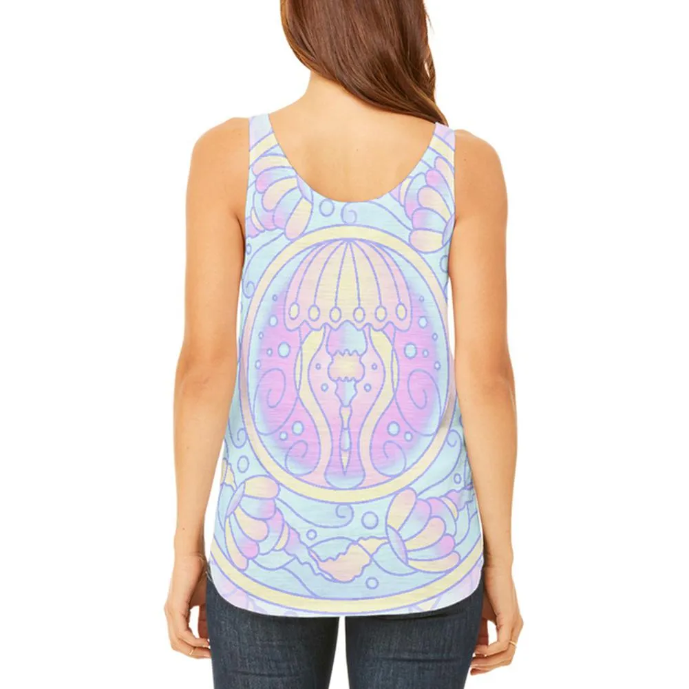 Trippy Jellyfish Mandala Vintage Juniors Flowy Side Slit Tank Top