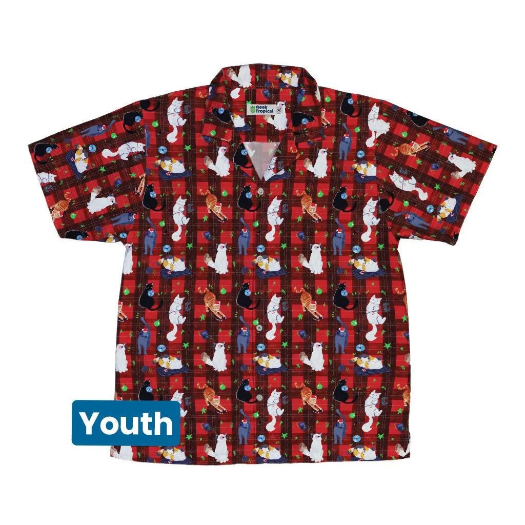 Video Game Cats Christmas Youth Hawaiian Shirt