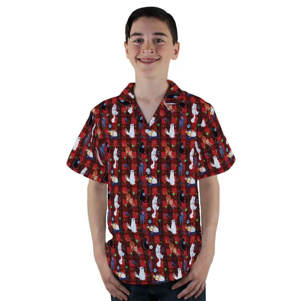 Video Game Cats Christmas Youth Hawaiian Shirt