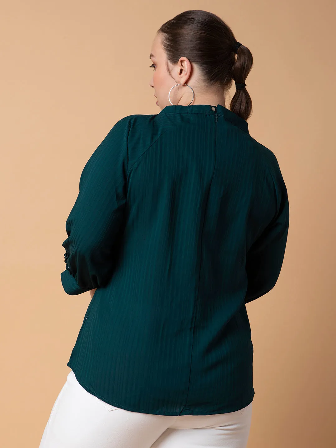 Women Striped Green Top