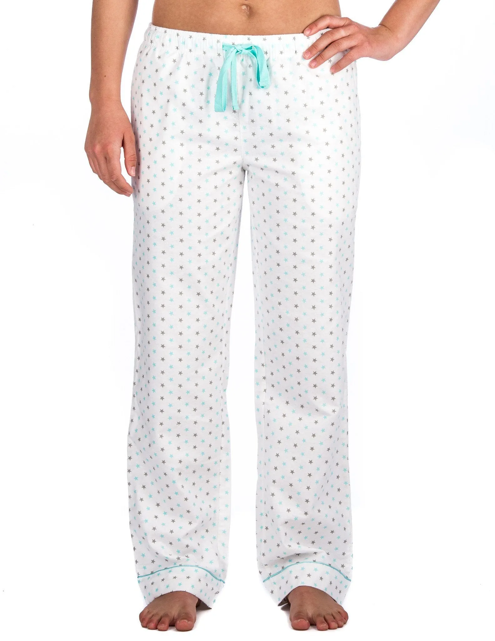 Women's 100% Cotton Flannel Lounge Pants (2-Pack) - Relaxed Fit - Stars Blue/White