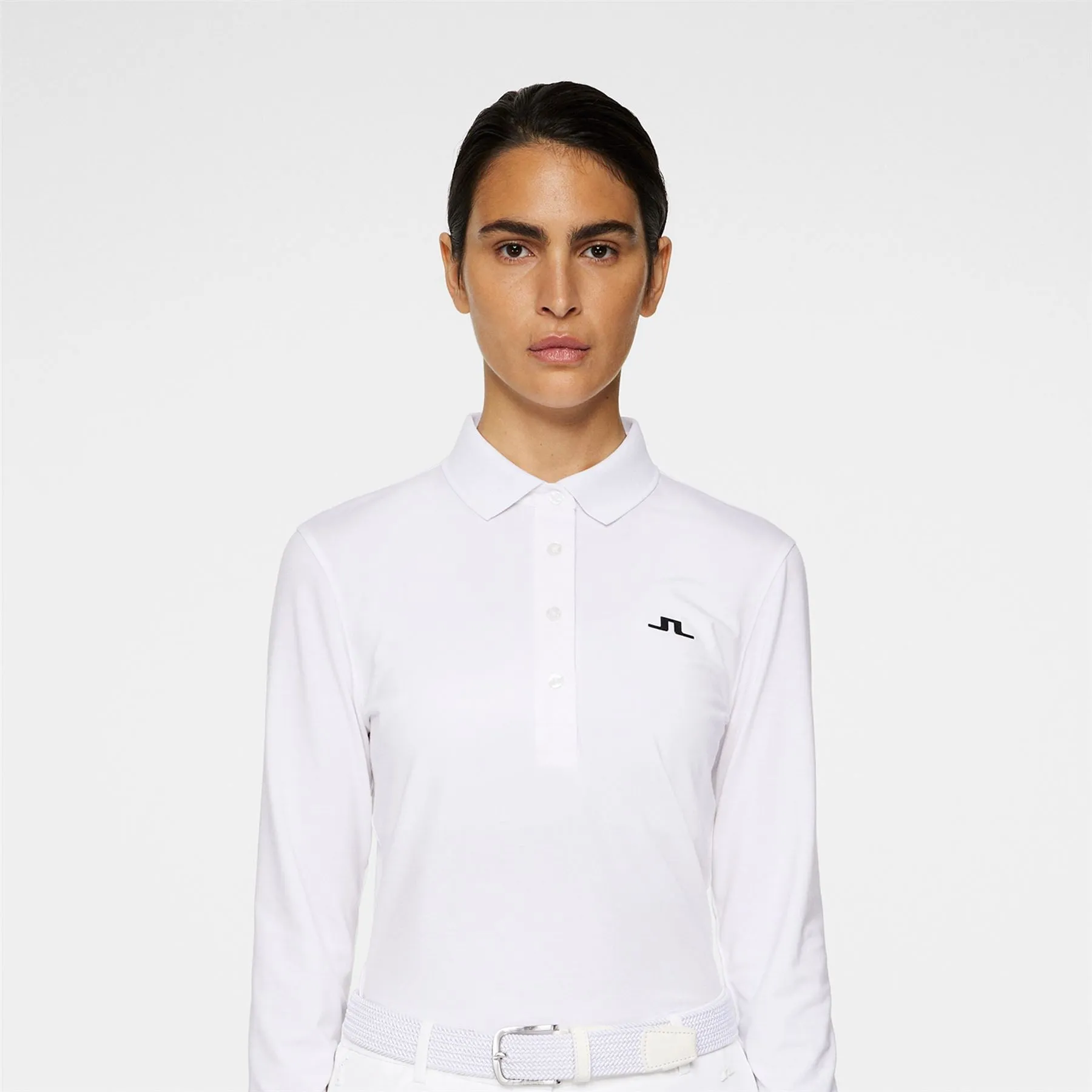 Womens Flor LS Soft Touch Polo White - AW24