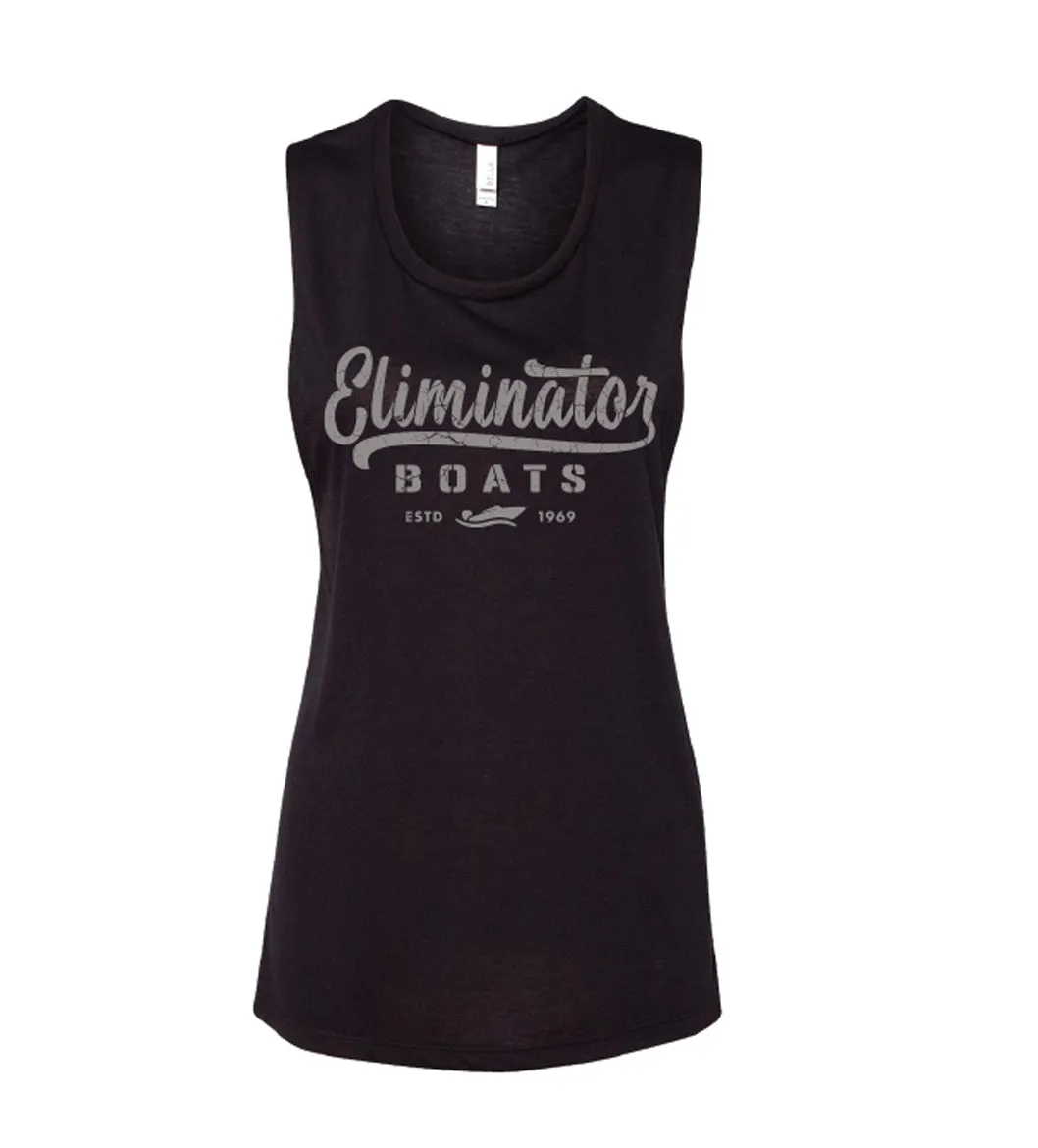 Women's Flowy Scoop Muscle Tank- Black