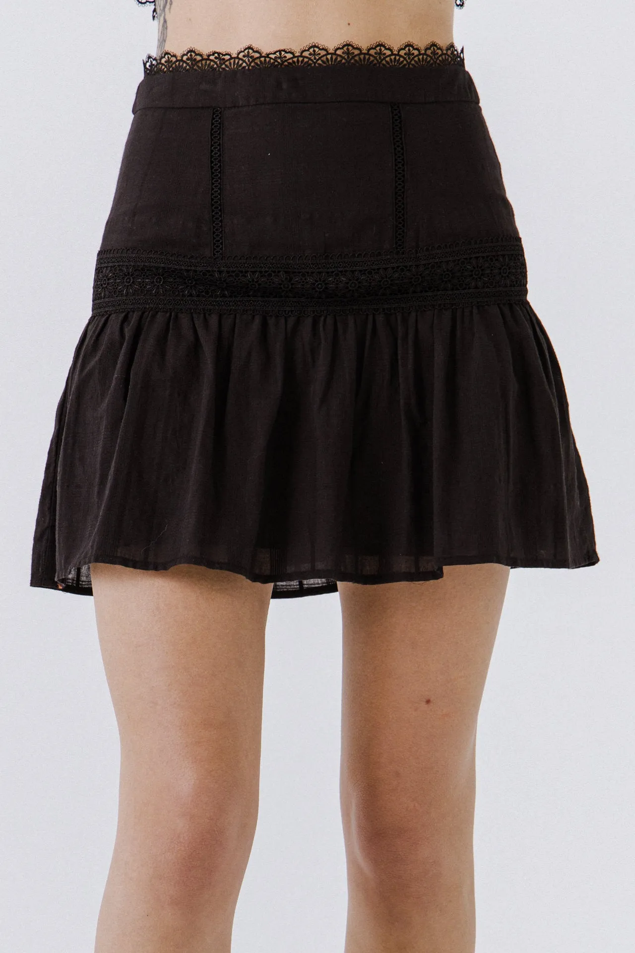 Yoke Flared Mini Skirt